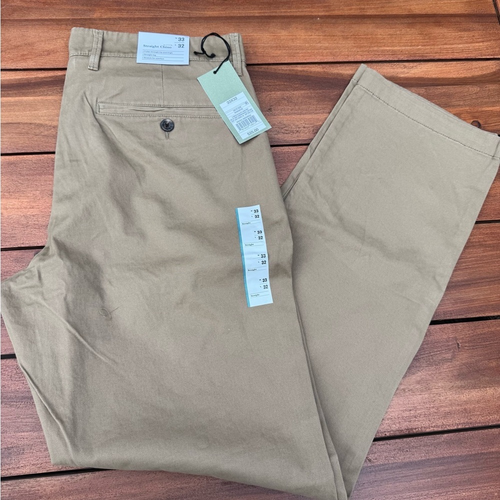 Goodfellow & Co Straight FIT CHINO PANTS  Men's KHAKI 33x32”L, NWT - Picture 4 of 12